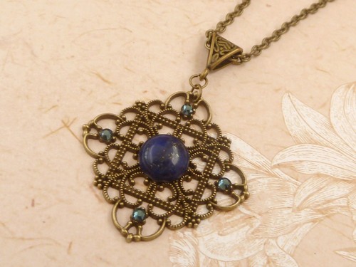 Edelstein halskette mit lapis - edelstein,