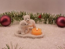 Teelichthalter 2 kleine spielende Eisbären Eisbär Eisbärkinder Partylite P90348