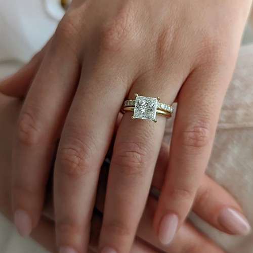 Princess cut diamant ring - diamant, set