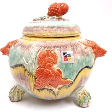 Übertopf Bowletopf Art déco Keramik Jagstil Jäger Jagd Hirsch Auerhahn Eichel