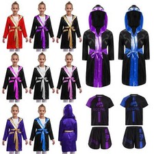 DE Kinder Boxmantel Boxing Shorts Kurzarm ShirtMuay Thai Boxing Outfit Kleidung