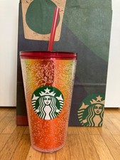 Starbucks Thermobecher  Tumbler Cold to Go Bubbles rot-gold 16oz NEU mit Tüte!