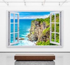 LEINWAND BILD XXL BALI FENSTERBLICK MEER DEKO WANDBILDER POSTER NATUR STRAND