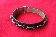 Armband Leder schwarz 925 Sterling Silber punziert 12 Gramm