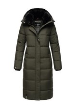 Warme Damen Winter Jacke Winterjacke Stepp Mantel lang Dark Olive XS V765 Box131