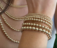 Damen&Herren Kugel Armband Perle Armgreif Kette Silber & 18K vergoldet 2.5-6mm