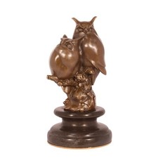 Bronzetierfigur Eulenpaar auf