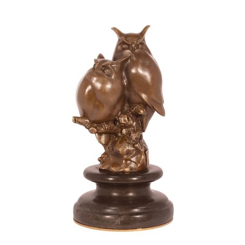 Bronzetierfigur eulenpaar auf - bronzetierfigur,