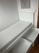MALM  Bett  90x200,verstellbarer Lattenrost, Schlaraffia Matratze + 2 Schubladen