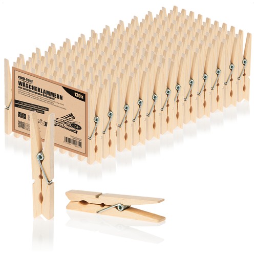 120x wäscheklammern aus holz - 120x,