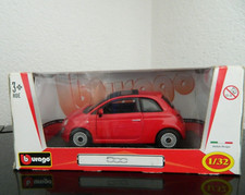 Bburago Fiat 500 rot – OVP, 1:32, mit OVP, Modellauto auf Sockel