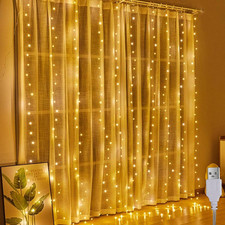 Lichtervorhang 2X2M, Lichterketten Vorhang Innen, 200 LED Lichterkette Hängend U