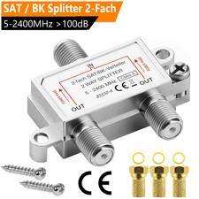 SAT Verteiler 2-Fach 5-2400 MHz Digital HD 4K für BK UniCable TV Radio Splitter