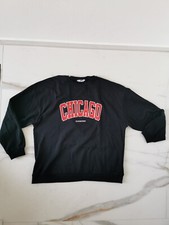 Neues oversized Sweatshirt Chicago Bulls Illinois Pullover schwarz rot weiß...