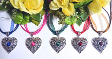 Trachtenschmuck Trachtenkette  Organzaband Oktoberfest Herz + Perle  5 Varianten