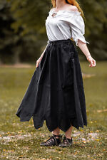 Mittelalterrock mit Stickerei Schwarz "Svenja"mittelalterliche Rock  Schnürung