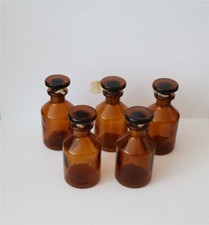 5 Stück Apothekerflasche/ Vorratsglas - Braunes Glas - 50 ml - mit Stöpsel - DDR