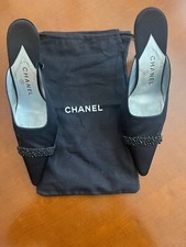 CHANEL Schuhe Gr. 41 schwarz Satin mit Perl -Must-Have zu Weihnachten/Silverster