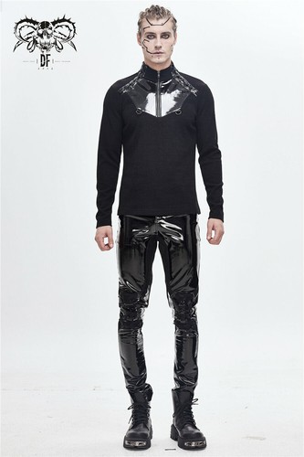 Men gothic bright leather - gothic, pu