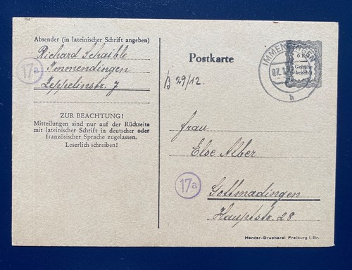 Notganzsache rpf gebühr - notganzsache,