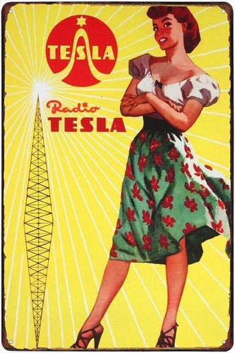 Metal sign radio tesla - sign,