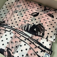 Yves Saint Laurent Seidentuch unbenutzt Rosa Punkte Rose Blume 87×87cm