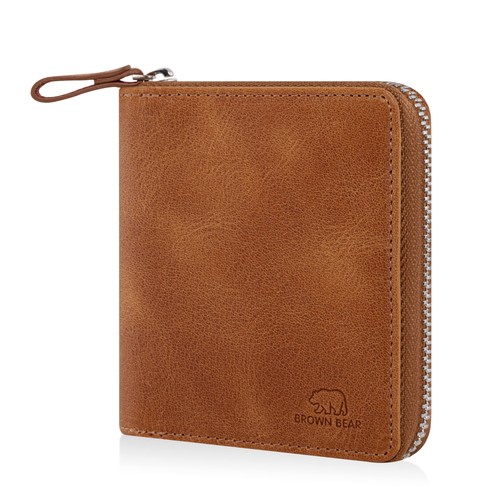 Brown bear slim wallet rfid - bear,