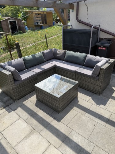 Polyrattan lounge set ecksofa - set,