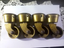 4 Antike Schwere Messing  /  drehbar Rollen Möbelrollen Klavier.