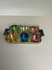 6x Teegläser auf Tablett Feuerfest Saale Glas  Teeglas DDR Vintage 70er Jahre