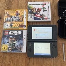 Nintendo 3DS XL Spielkonsole - Metallic Black + 3 Siele + Netzteil + Tasche