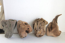 Schwemmholz Treibholz  4 Skulpturen - extrem schön-  L 16-22 cm Lampenbau Engel