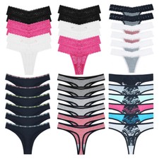 6er Set Damen Panty Spitze Tanga String Unterwäsche Spitzenslip Dessous Pants