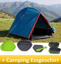 Zelt 1 Person mit CAMPING Essgeschirr Lunchbox Tunnelzelt kleines Packmaß leicht