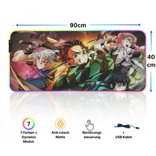XXL RGB Gaming Mauspad 90x40 LED Schreibtischunterlage groß Anime Manga Mousepad