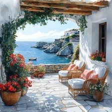 Wandbild Terrasse Meer