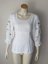 HESS FRACKMANN BLUSE GR. 40 MIT BLUMEN DAMENBLUSE TRACHTEN WEISS DAMEN  2410011