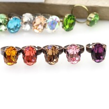 Swarovski® Kristall Damenring, Oval Statement Ring,Funkelnder Verstellbarer Ring