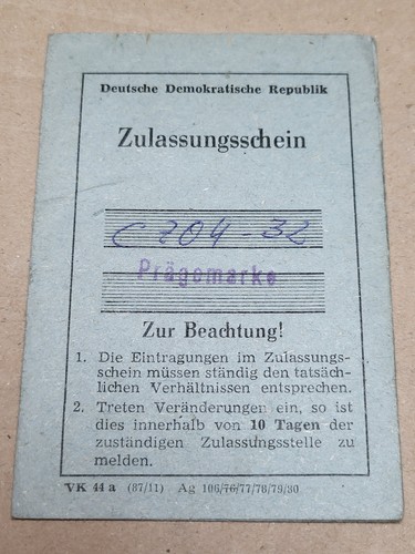 Registrierschein ddr - registrierschein,