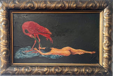 Richard Müller 1874-1954 nach Akt mit Rote Ibis Symbolismus Art-Kunst Ölgemälde