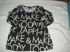 Pullover Gina Benotti, schwarz mit Muster weiß, Gr. L 44/46, Langarm, neu o. Et.