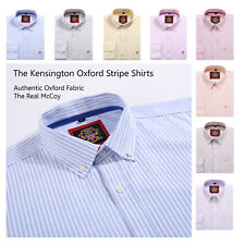 Herren-Langarmhemd, Oxford-Knöpfe, lässiger Streifen, authentischer Oxford-Stoff