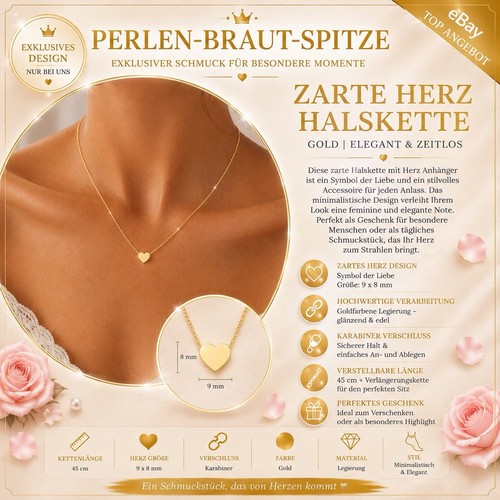 Halskette herz elegant damen - halskette,