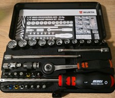 WÜRTH STECKSCHLÜSSEL-SET ¼" PROFI KNARRENKASTEN Nüsse Bits Ratsche 33tlg. ZEBRA