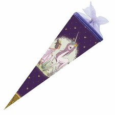 SCHULTÜTE 35 CM EINHORN UND PRINZESSIN RUND MIT TÜLLVERSCHLUSS VON NESTLER NEU