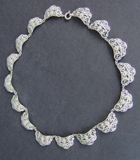 FILIGRANES 835 SILBER DAMEN COLLIER FEINE DURCHBRUCH ARBEIT