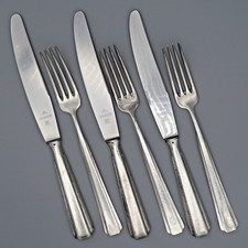 WMF: Tolles Hammerschlag Besteck 6-teilig; Serie 1900; 3x Messer/ 3x Gabel 100er