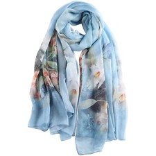 Seidenschal Damen XXL Blumen Seidetuch  großes Halstuch Neckwear