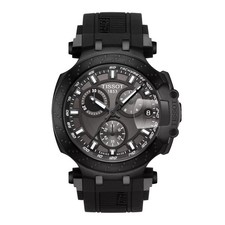 Tissot Herren T-Race Quarz Chrono schwarzes Zifferblatt plattierte Akzente T1...
