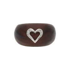 Ring 750/000 (18 Karat) Weißgold mit Edelholz und Diamanten, getragen 25323232